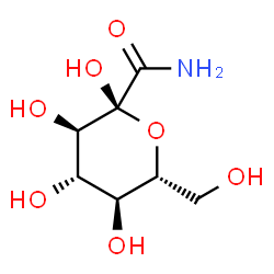 ChemSpider 2D Image | (2R,3R,4S,5S,6R)-2,3,4,5-Tetrahydroxy-6-(hydroxymethyl)tetrahydro-2H-pyran-2-carboxamide | C7H13NO7