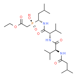 ChemSpider 2D Image | N-(3-Methylbutanoyl)-L-Valyl-N-{(1r)-1-[(R)-(2-Ethoxy-2-Oxoethyl)(Hydroxy)phosphoryl]-3-Methylbutyl}-L-Valinamide | C24H46N3O7P