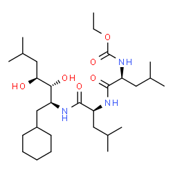 ChemSpider 2D Image | N-(Ethoxycarbonyl)-L-leucyl-N-[(2S,3R,4S)-1-cyclohexyl-3,4-dihydroxy-6-methyl-2-heptanyl]-L-leucinamide | C29H55N3O6