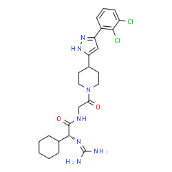 ChemSpider 2D Image | 2-CYCLOHEXYL-N-(2-{4-[5-(2,3-DICHLORO-PHENYL)-2H-PYRAZOL-3-YL]-PIPERIDIN-1-YL}-2-OXO-ETHYL)-2-GUANIDINO-ACETAMIDE | C25H33Cl2N7O2