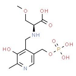 ChemSpider 2D Image | N-({3-Hydroxy-2-methyl-5-[(phosphonooxy)methyl]-4-pyridinyl}methyl)-O-methyl-L-serine | C12H19N2O8P