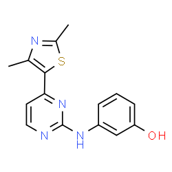 ChemSpider 2D Image | 3-[4-(2,4-DIMETHYL-THIAZOL-5-YL)-PYRIMIDIN-2-YLAMINO]-PHENOL | C15H14N4OS