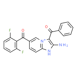 ChemSpider 2D Image | 2-Amino-3-benzoyl-6-(2,6-difluorobenzoyl)-1H-imidazo[1,2-a]pyridin-4-ium | C21H14F2N3O2