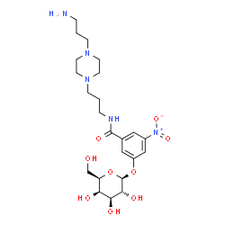 ChemSpider 2D Image | N-{3-[4-(3-AMINO-PROPYL)-PIPERAZIN-1-YL]-PROPYL}-3-NITRO-5-(GALACTOPYRANOSYL)-BETA-BENZAMIDE | C23H37N5O9
