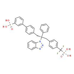 ChemSpider 2D Image | {4'-[(2R)-2-(1H-Benzotriazol-1-yl)-3-{4-[difluoro(phosphono)methyl]phenyl}-2-phenylpropyl]-3-biphenylyl}phosphonic acid | C34H29F2N3O6P2