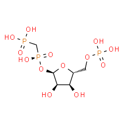 ChemSpider 2D Image | 1-O-[(R)-Hydroxy(phosphonomethyl)phosphoryl]-5-O-phosphono-alpha-D-ribofuranose | C6H15O13P3