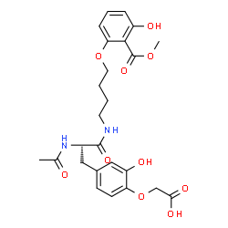 ChemSpider 2D Image | 2-{4-[2-ACETYLAMINO-3-(4-CARBOXYMETHOXY-3-HYDROXY-PHENYL)-PROPIONYLAMINO]-BUTOXY}-6-HYDROXY-BENZOIC ACID METHYL ESTER | C25H30N2O10