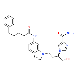 ChemSpider 2D Image | 1-[(2R)-1-Hydroxy-4-{6-[(5-phenylpentanoyl)amino]-1H-indol-1-yl}-2-butanyl]-1H-imidazole-4-carboxamide | C27H31N5O3