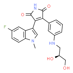 ChemSpider 2D Image | 3-[3-(2,3-DIHYDROXY-PROPYLAMINO)-PHENYL]-4-(5-FLUORO-1-METHYL-1H-INDOL-3-YL)-PYRROLE-2,5-DIONE | C22H20FN3O4