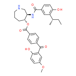 ChemSpider 2D Image | 3-[(3-SEC-BUTYL-4-HYDROXYBENZOYL)AMINO]AZEPAN-4-YL 4-(2-HYDROXY-5-METHOXYBENZOYL)BENZOATE | C32H36N2O7