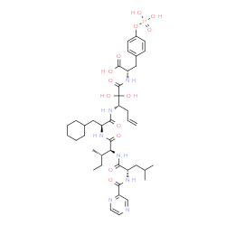 ChemSpider 2D Image | N-(PYRAZIN-2-YLCARBONYL)LEUCYLISOLEUCYL-N~1~-{1-[2-({1-CARBOXY-2-[4-(PHOSPHONOOXY)PHENYL]ETHYL}AMINO)-1,1-DIHYDROXY-2-OXOETHYL]BUT-3-ENYL}-3-CYCLOHEXYLALANINAMIDE | C41H60N7O13P