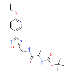 ChemSpider 2D Image | 2-Methyl-2-propanyl [1-({[3-(6-ethoxy-3-pyridinyl)-1,2,4-oxadiazol-5-yl]methyl}amino)-1-oxo-2-propanyl]carbamate | C18H25N5O5