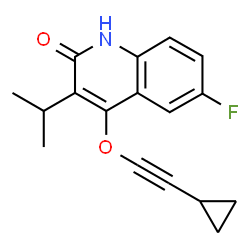 ChemSpider 2D Image | 4-[(cyclopropylethynyl)oxy]-6-fluoro-3-(propan-2-yl)quinolin-2-ol | C17H16FNO2