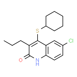 ChemSpider 2D Image | 2-quinolinol, 6-chloro-4-(cyclohexylthio)-3-propyl- | C18H22ClNOS