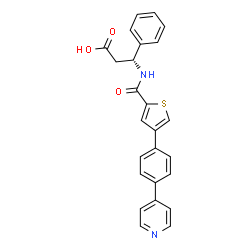 ChemSpider 2D Image | (3R)-3-Phenyl-3-[({4-[4-(4-pyridinyl)phenyl]-2-thienyl}carbonyl)amino]propanoic acid | C25H20N2O3S