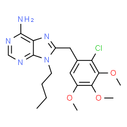 ChemSpider 2D Image | 9-Butyl-8-(2-chloro-3,4,5-trimethoxybenzyl)-9H-purin-6-amine | C19H24ClN5O3