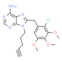 ChemSpider 2D Image | 8-(2-Chloro-3,4,5-trimethoxybenzyl)-9-(4-pentyn-1-yl)-9H-purin-6-amine | C20H22ClN5O3