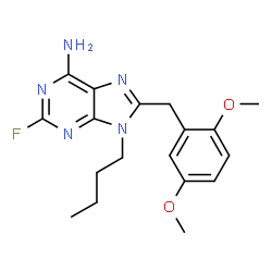 ChemSpider 2D Image | 9-Butyl-8-(2,5-dimethoxybenzyl)-2-fluoro-9H-purin-6-amine | C18H22FN5O2