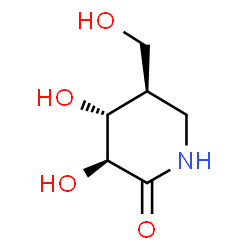 ChemSpider 2D Image | (3S,4R,5R)-3,4-Dihydroxy-5-(hydroxymethyl)-2-piperidinone | C6H11NO4