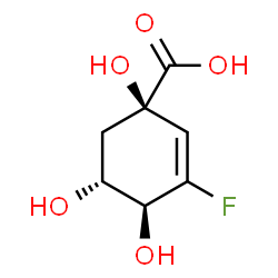 ChemSpider 2D Image | (1R,4S,5R)-3-Fluoro-1,4,5-trihydroxy-2-cyclohexene-1-carboxylic acid | C7H9FO5