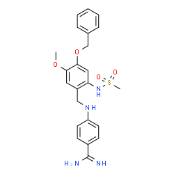 ChemSpider 2D Image | 4-(4-Benzyloxy-2-methanesulfonylamino-5-methoxy-benzylamino)-benzamidine | C23H26N4O4S