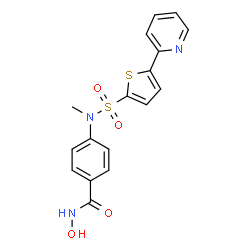 ChemSpider 2D Image | N-Hydroxy-4-(methyl{[5-(2-pyridinyl)-2-thienyl]sulfonyl}amino)benzamide | C17H15N3O4S2