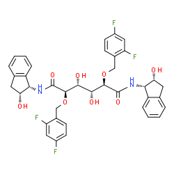 ChemSpider 2D Image | (2R,3R,4R,5R)-2,5-BIS[(2,4-DIFLUOROBENZYL)OXY]-3,4-DIHYDROXY-N,N'-BIS[(1R,2S)-2-HYDROXY-2,3-DIHYDRO-1H-INDEN-1-YL]HEXANEDIAMIDE | C38H36F4N2O8