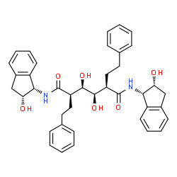 ChemSpider 2D Image | (2R,3R,4R,5R)-3,4-Dihydroxy-N,N'-bis[(1S,2R)-2-hydroxy-2,3-dihydro-1H-inden-1-yl]-2,5-bis(2-phenylethyl)hexanediamide | C40H44N2O6