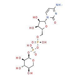 ChemSpider 2D Image | [(2R,3S,4R,5R)-5-(4-Amino-2-oxo-1(2H)-pyrimidinyl)-3,4-dihydroxytetrahydro-2-furanyl]methyl (2R,3R,4S,5R)-3,4,5-trihydroxytetrahydro-2H-pyran-2-yl dihydrogen diphosphate | C14H23N3O15P2