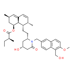 ChemSpider 2D Image | 8-[2-((2S)-4-HYDROXY-1-{[5-(HYDROXYMETHYL)-6-METHOXY-2-NAPHTHYL]METHYL}-6-OXOPIPERIDIN-2-YL)ETHYL]-3,7-DIMETHYL-1,2,3,7,8,8A-HEXAHYDRONAPHTHALEN-1-YL 2-METHYLBUTANOATE | C37H49NO6