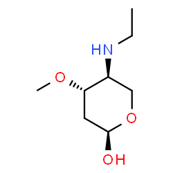 ChemSpider 2D Image | 2,4-Dideoxy-4-(ethylamino)-3-O-methyl-alpha-L-threo-pentopyranose | C8H17NO3