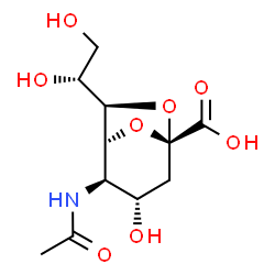 ChemSpider 2D Image | (1R,2R,3S,5S,7R)-2-Acetamido-7-[(1R)-1,2-dihydroxyethyl]-3-hydroxy-6,8-dioxabicyclo[3.2.1]octane-5-carboxylic acid | C11H17NO8