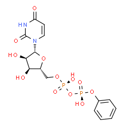 ChemSpider 2D Image | 5'-O-[(R)-Hydroxy{[(S)-hydroxy(phenoxy)phosphoryl]oxy}phosphoryl]uridine | C15H18N2O12P2
