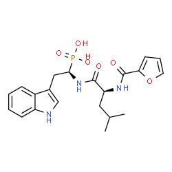 ChemSpider 2D Image | [(1R)-1-{[N-(2-Furoyl)-L-leucyl]amino}-2-(1H-indol-3-yl)ethyl]phosphonic acid | C21H26N3O6P