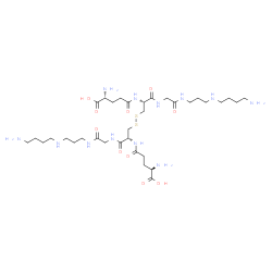 ChemSpider 2D Image | (14R,19R,24R)-1,24-Diamino-19-{[2-({3-[(4-aminobutyl)amino]propyl}amino)-2-oxoethyl]carbamoyl}-14-{[(4R)-4-amino-4-carboxybutanoyl]amino}-10,13,21-trioxo-16,17-dithia-5,9,12,20-tetraazapentacosan-25-o
ic acid | C34H66N12O10S2
