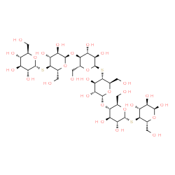 ChemSpider 2D Image | alpha-D-Glucopyranosyl-(1->4)-4-thio-alpha-D-glucopyranosyl-(1->4)-alpha-D-glucopyranosyl-(1->4)-4-thio-alpha-D-glucopyranosyl-(1->4)-alpha-D-glucopyranosyl-(1->4)-4-thio-alpha-D-glucopyranose | C36H62O28S3