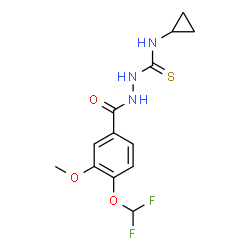 ChemSpider 2D Image | N-Cyclopropyl-2-[4-(difluoromethoxy)-3-methoxybenzoyl]hydrazinecarbothioamide | C13H15F2N3O3S