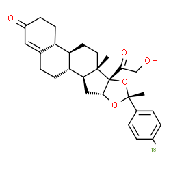 ChemSpider 2D Image | (4aR,4bS,6aS,6bS,8R,9aR,10aS,10bR)-8-[4-(~18~F)Fluorophenyl]-6b-glycoloyl-6a,8-dimethyl-3,4,4a,4b,5,6,6a,6b,9a,10,10a,10b,11,12-tetradecahydro-2H-naphtho[2',1':4,5]indeno[1,2-d][1,3]dioxol-2-one | C28H3318FO5