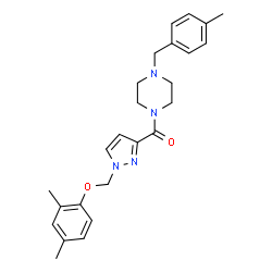 ChemSpider 2D Image | {1-[(2,4-Dimethylphenoxy)methyl]-1H-pyrazol-3-yl}[4-(4-methylbenzyl)-1-piperazinyl]methanone | C25H30N4O2