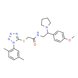 ChemSpider 2D Image | 2-{[1-(2,5-Dimethylphenyl)-1H-tetrazol-5-yl]sulfanyl}-N-[2-(4-methoxyphenyl)-2-(1-pyrrolidinyl)ethyl]acetamide | C24H30N6O2S