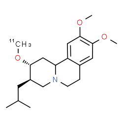 ChemSpider 2D Image | (2R,3R)-3-Isobutyl-9,10-dimethoxy-2-[(~11~C)methyloxy]-1,3,4,6,7,11b-hexahydro-2H-pyrido[2,1-a]isoquinoline | C1911CH31NO3