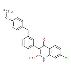 ChemSpider 2D Image | 7-Chloro-2-hydroxy-3-(3-{4-[(~11~C)methyloxy]benzyl}phenyl)-4(1H)-quinolinone | C2211CH18ClNO3