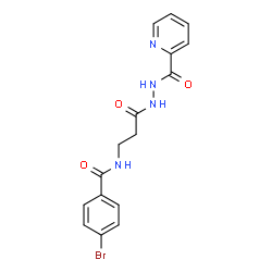 ChemSpider 2D Image | 4-Bromo-N-{3-oxo-3-[2-(2-pyridinylcarbonyl)hydrazino]propyl}benzamide | C16H15BrN4O3
