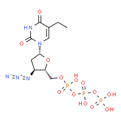 ChemSpider 2D Image | 3'-Azido-2',3'-dideoxy-5-ethyluridine 5'-(tetrahydrogen triphosphate) | C11H18N5O13P3