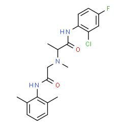 ChemSpider 2D Image | N-(2-Chloro-4-fluorophenyl)-N~2~-{2-[(2,6-dimethylphenyl)amino]-2-oxoethyl}-N~2~-methylalaninamide | C20H23ClFN3O2