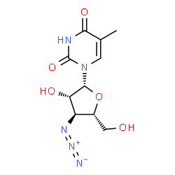ChemSpider 2D Image | 1-(3-Azido-3-deoxy-beta-D-arabinofuranosyl)-5-methyl-2,4(1H,3H)-pyrimidinedione | C10H13N5O5