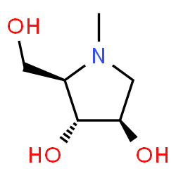 ChemSpider 2D Image | (2R,3R,4R)-2-(Hydroxymethyl)-1-methyl-3,4-pyrrolidinediol | C6H13NO3