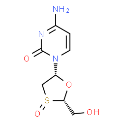 ChemSpider 2D Image | 4-Amino-1-[(2S,5R)-2-(hydroxymethyl)-3-oxido-1,3-oxathiolan-5-yl]-2(1H)-pyrimidinone | C8H11N3O4S