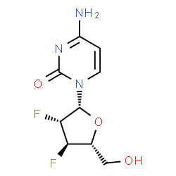 ChemSpider 2D Image | 1-(2,3-Dideoxy-2,3-difluoro-beta-D-arabinofuranosyl)cytosine | C9H11F2N3O3