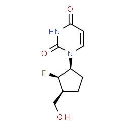 ChemSpider 2D Image | 1-[(1S,2R,3S)-2-Fluoro-3-(hydroxymethyl)cyclopentyl]-2,4(1H,3H)-pyrimidinedione | C10H13FN2O3